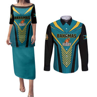 Custom Rugby Bahamas Couples Matching Puletasi and Long Sleeve Button Shirt The Bahamas Go Champion - Wonder Print Shop