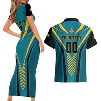 Custom Rugby Bahamas Couples Matching Short Sleeve Bodycon Dress and Hawaiian Shirt The Bahamas Go Champion - Wonder Print Shop