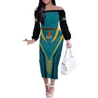 Custom Rugby Bahamas Family Matching Off The Shoulder Long Sleeve Dress and Hawaiian Shirt The Bahamas Go Champion - Wonder Print Shop