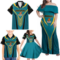 Custom Rugby Bahamas Family Matching Off Shoulder Maxi Dress and Hawaiian Shirt The Bahamas Go Champion - Wonder Print Shop
