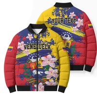 Personalized Venezuela Orchid Cattleya Mossiae Bomber Puffer Jacket Flag Color Inspired