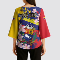 Personalized Venezuela Orchid Cattleya Mossiae Kimono Sleeve Blouse Flag Color Inspired