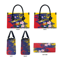 Venezuela Orchid Cattleya Mossiae Leather Bag Flag Color Inspired