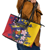 Venezuela Orchid Cattleya Mossiae Leather Tote Bag Flag Color Inspired