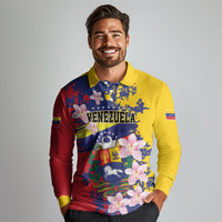 Personalized Venezuela Orchid Cattleya Mossiae Long Sleeve Polo Shirt Flag Color Inspired