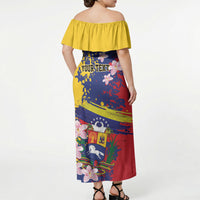 Personalized Venezuela Orchid Cattleya Mossiae Off Shoulder Maxi Dress Flag Color Inspired