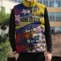 Personalized Venezuela Orchid Cattleya Mossiae Sleeveless Puffer Jacket Flag Color Inspired