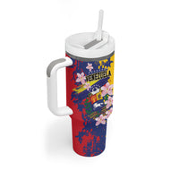 Personalized Venezuela Orchid Cattleya Mossiae Tumbler With Handle Flag Color Inspired