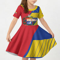 Personalized Republic of Venezuela Kid Short Sleeve Dress Flag Color Inspired