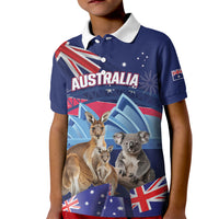 Personalised Australia Kangaroo Koala Kid Polo Shirt Aussie Flag Inspired