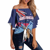 Personalised Australia Kangaroo Koala Off Shoulder Wrap Waist Top Aussie Flag Inspired