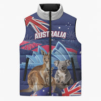 Personalised Australia Kangaroo Koala Sleeveless Puffer Jacket Aussie Flag Inspired