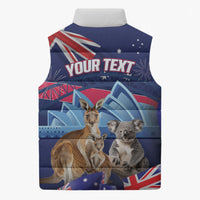 Personalised Australia Kangaroo Koala Sleeveless Puffer Jacket Aussie Flag Inspired
