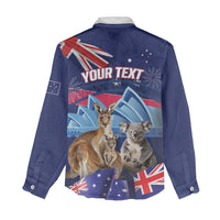Personalised Australia Kangaroo Koala Women Casual Shirt Aussie Flag Inspired