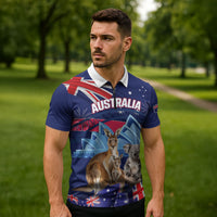 Personalised Australia Kangaroo Koala Zipper Polo Shirt Aussie Flag Inspired