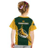 South Africa Rugby Kid T Shirt Springboks Go Champions Protea Pattern - Wonder Print Shop
