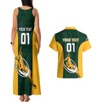 Custom South Africa Rugby Couples Matching Tank Maxi Dress and Hawaiian Shirt Springboks Go Champions Protea Pattern - Wonder Print Shop