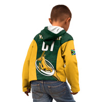 Custom South Africa Rugby Kid Hoodie Springboks Go Champions Protea Pattern - Wonder Print Shop