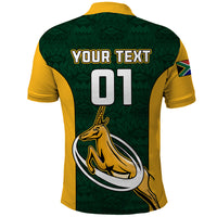 Custom South Africa Rugby Polo Shirt Springboks Go Champions Protea Pattern - Wonder Print Shop