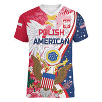 Personalized Polish-American Heritage Month Women V-Neck T-Shirt Eagle Curve Style - Wonder Print Shop