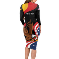 Personalized Proud to be German-American Long Sleeve Bodycon Dress Eagle Heritage Month - Wonder Print Shop