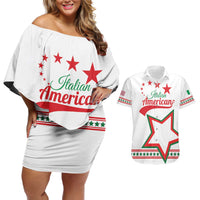 Personalized Italian-American Heritage Month Couples Matching Off Shoulder Short Dress and Hawaiian Shirt Starlight Simple Style - Wonder Print Shop