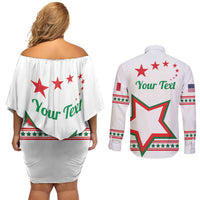 Personalized Italian-American Heritage Month Couples Matching Off Shoulder Short Dress and Long Sleeve Button Shirt Starlight Simple Style - Wonder Print Shop