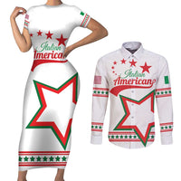 Personalized Italian-American Heritage Month Couples Matching Short Sleeve Bodycon Dress and Long Sleeve Button Shirt Starlight Simple Style - Wonder Print Shop