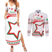 Personalized Italian-American Heritage Month Couples Matching Summer Maxi Dress and Long Sleeve Button Shirt Starlight Simple Style - Wonder Print Shop