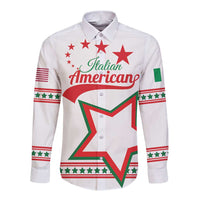 Personalized Italian-American Heritage Month Long Sleeve Button Shirt Starlight Simple Style - Wonder Print Shop