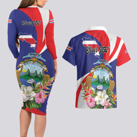 Personalized Costa Rica Pura Vida Tropical Couples Matching Long Sleeve Bodycon Dress and Hawaiian Shirt - Wonder Print Shop