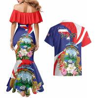 Personalized Costa Rica Pura Vida Tropical Couples Matching Mermaid Dress and Hawaiian Shirt - Wonder Print Shop