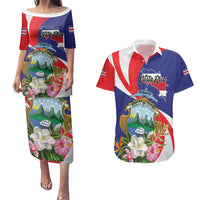 Personalized Costa Rica Pura Vida Tropical Couples Matching Puletasi and Hawaiian Shirt - Wonder Print Shop