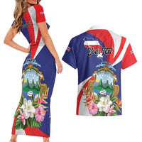 Personalized Costa Rica Pura Vida Tropical Couples Matching Short Sleeve Bodycon Dress and Hawaiian Shirt - Wonder Print Shop