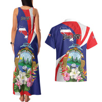 Personalized Costa Rica Pura Vida Tropical Couples Matching Tank Maxi Dress and Hawaiian Shirt - Wonder Print Shop