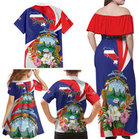Personalized Costa Rica Pura Vida Tropical Family Matching Off Shoulder Maxi Dress and Hawaiian Shirt - Wonder Print Shop