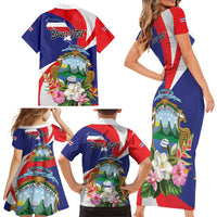 Personalized Costa Rica Pura Vida Tropical Family Matching Short Sleeve Bodycon Dress and Hawaiian Shirt - Wonder Print Shop