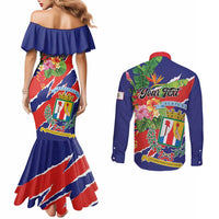 Personalized Costa Rica Alajuela Province Couples Matching Mermaid Dress and Long Sleeve Button Shirt - Wonder Print Shop