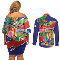 Personalized Costa Rica Alajuela Province Couples Matching Off Shoulder Short Dress and Long Sleeve Button Shirt - Wonder Print Shop
