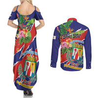 Personalized Costa Rica Alajuela Province Couples Matching Summer Maxi Dress and Long Sleeve Button Shirt - Wonder Print Shop