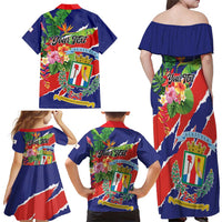 Personalized Costa Rica Alajuela Province Family Matching Off Shoulder Maxi Dress and Hawaiian Shirt - Wonder Print Shop