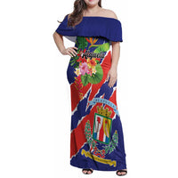 Personalized Costa Rica Alajuela Province Family Matching Off Shoulder Maxi Dress and Hawaiian Shirt - Wonder Print Shop