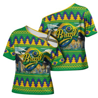 Brazil Christmas Feliz Natal Cross Shoulder Shirt - Wonder Print Shop