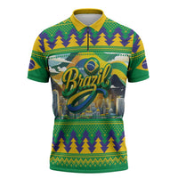 Brazil Christmas Feliz Natal Zipper Polo Shirt - Wonder Print Shop