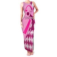 Personalised Think Pink Family Matching Tank Maxi Dress and Hawaiian Shirt Golf Argyle Pattern Breast Cancer Awareness - Wonder Print Shop