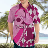 Personalised Think Pink Hawaiian Shirt Golf Argyle Pattern Breast Cancer Awareness - Wonder Print Shop