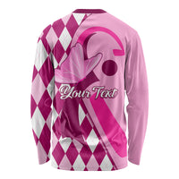 Personalised Think Pink Long Sleeve Shirt Golf Argyle Pattern Breast Cancer Awareness - Wonder Print Shop