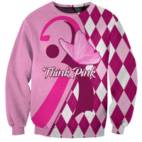 Personalised Think Pink Sweatshirt Golf Argyle Pattern Breast Cancer Awareness - Wonder Print Shop