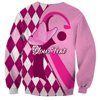 Personalised Think Pink Sweatshirt Golf Argyle Pattern Breast Cancer Awareness - Wonder Print Shop