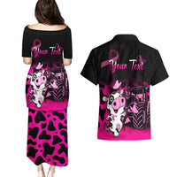 Personalised Save The Udders Couples Matching Puletasi Dress and Hawaiian Shirt Farmer Day Breast Cancer Awareness - Wonder Print Shop